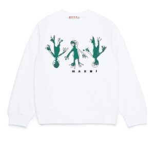 Marni Kids Frog Print Cotton Sweatshirt Pullover White Green Size 12Y